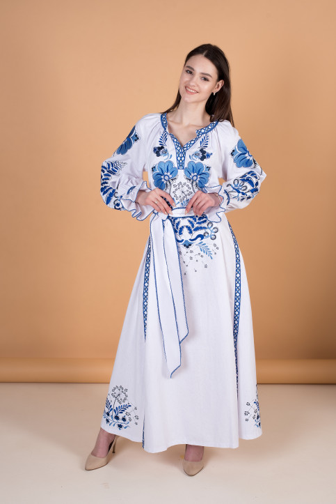 Вишите плаття Либідь (біла) купити в Україні від виробника Галичанка фото 1